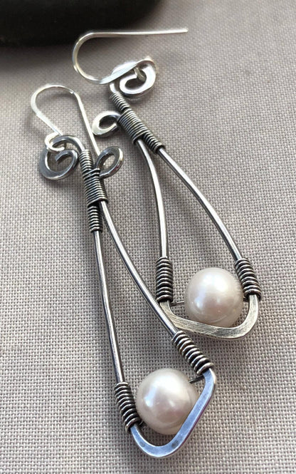 Isolde – Boucles d’Oreilles Vintage en Argent Sterling et Perles