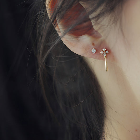 Veya – Boucles d’Oreilles Délicates Plaqué Or avec Diamant