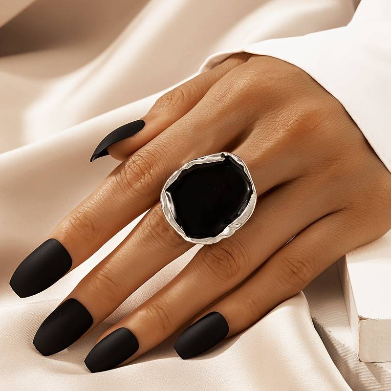 Bague Vintage en Pierre Noire - Bague Vintage Exagérée en Noir