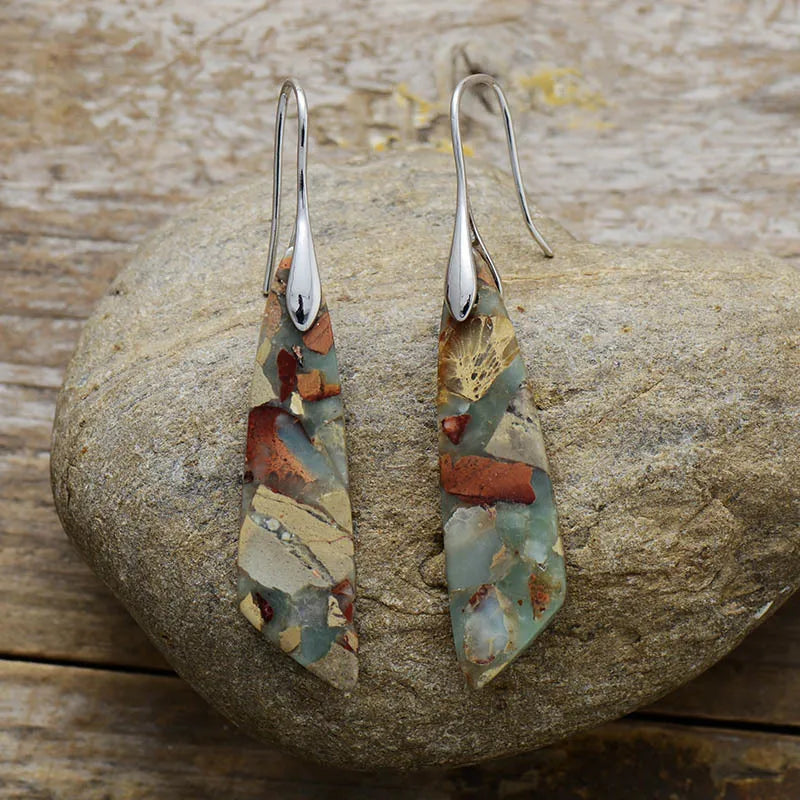 Stacey - Boucles d'oreilles vintage en pierre naturelle