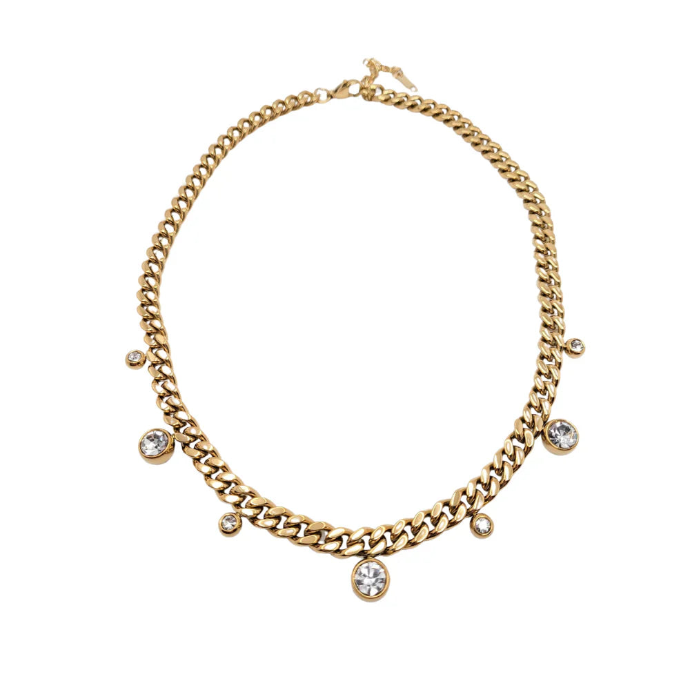 Juliette – Collier Vintage Rond en Cristal et Acier Inoxydable