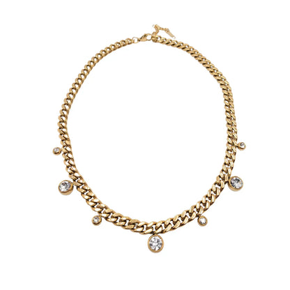 Juliette – Collier Vintage Rond en Cristal et Acier Inoxydable