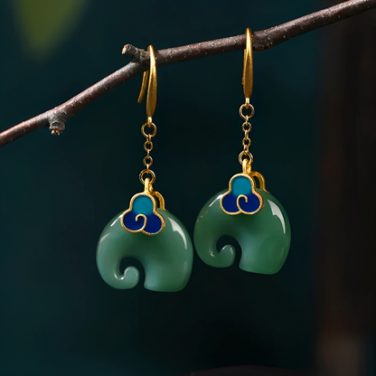 Elly – Boucles d’Oreilles Élégantes Élément Vert Rétro