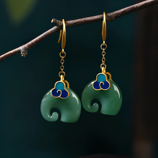 Elly – Boucles d’Oreilles Élégantes Élément Vert Rétro