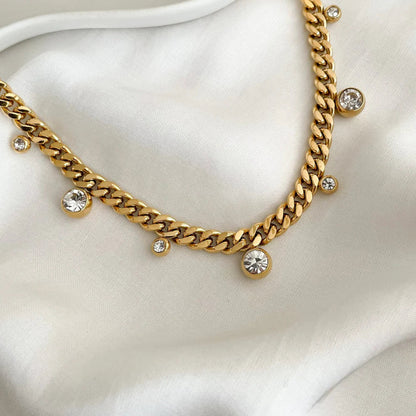 Juliette – Collier Vintage Rond en Cristal et Acier Inoxydable