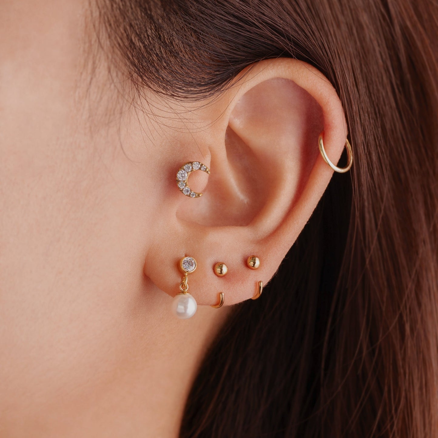 Zara - Clous d’Oreilles Cartilage Lune et Pierres