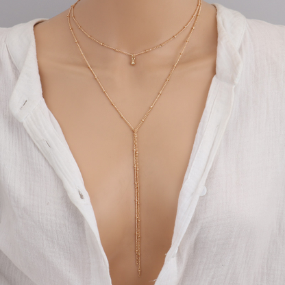 Collier rétro clavicule - Collier long en perles