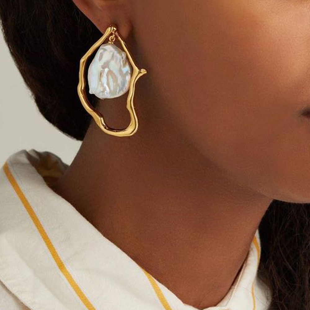 Boucles d'oreilles à perles irrégulières - Boucles d'oreilles pendantes en perles