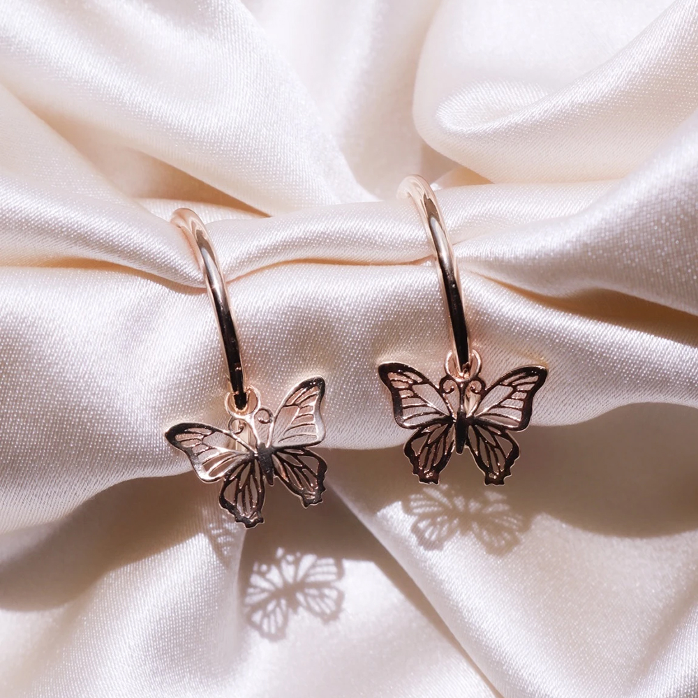 Boucles d'oreilles papillon - Papillon creux pendantes