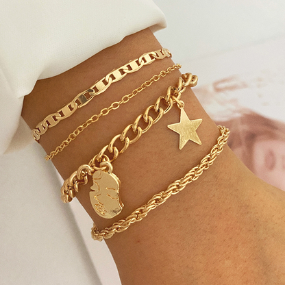 Bracelet Empilé en Or 18K - Empilage de Bracelets pour les Amatrices d'Or