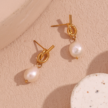 Boucles d'oreilles nœud perlé – Clous d'oreilles avec perles nouées