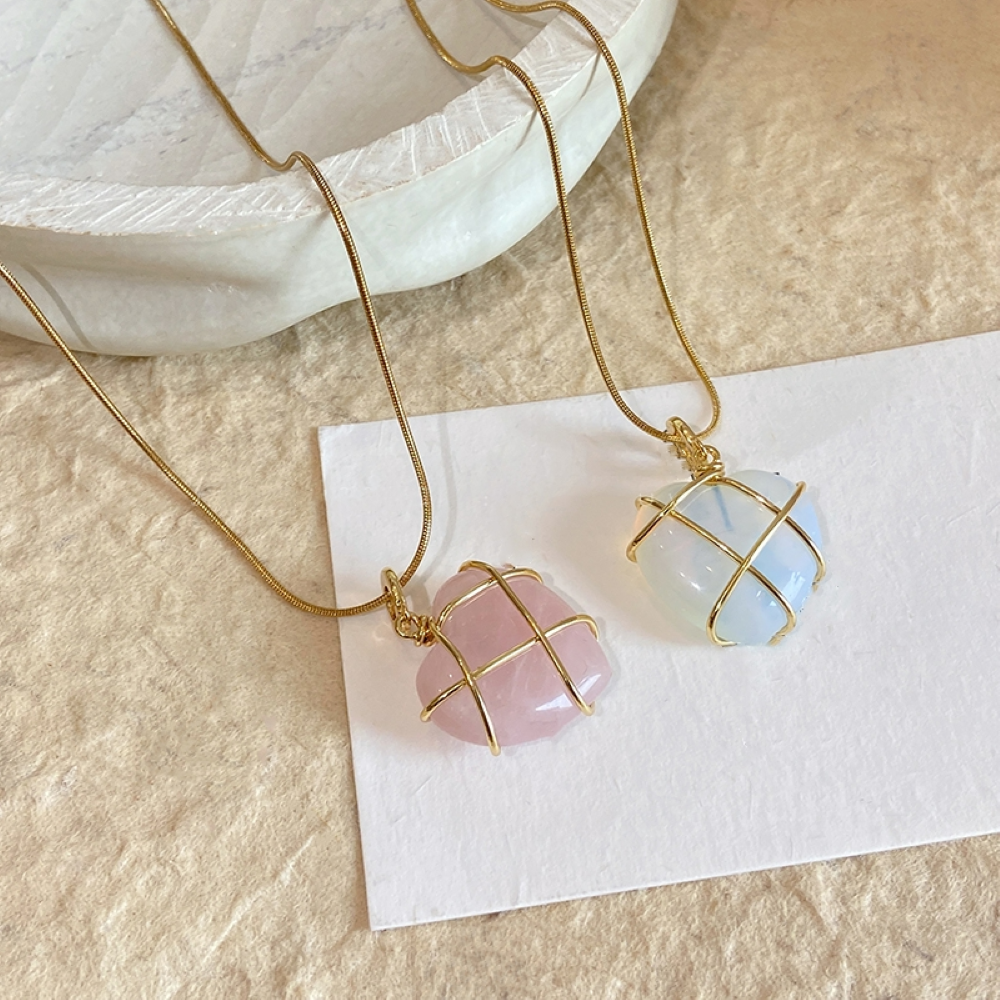 Collier en pierre précieuse en forme de cœur - Collier cœur de princesse