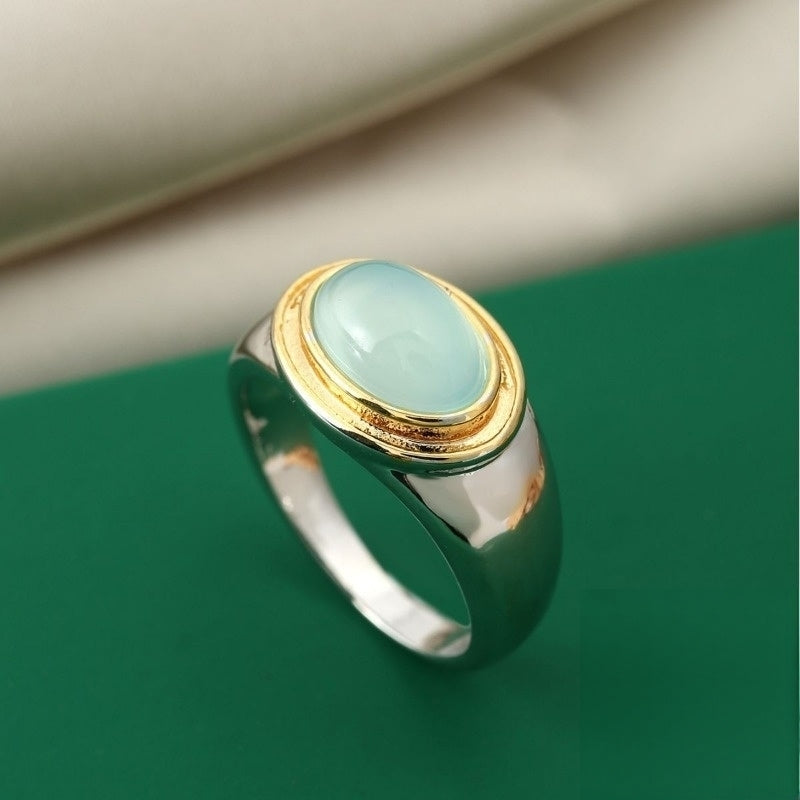 Mira – Bague Vintage en Pierre de Lune Verte