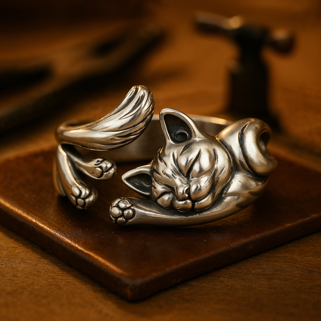 Sakura - Bague en Argent avec Chat