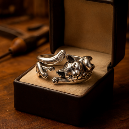 Sakura - Bague en Argent avec Chat
