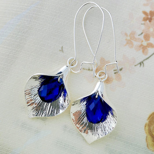 Kreselle – Boucles d'oreilles Lotus bleues en argent