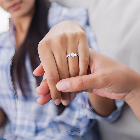 Valka – Bague Opale Blanche & Améthyste
