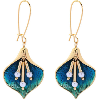 Nayeli – Boucles d’Oreilles Lotus Bleu en Argent Vintage