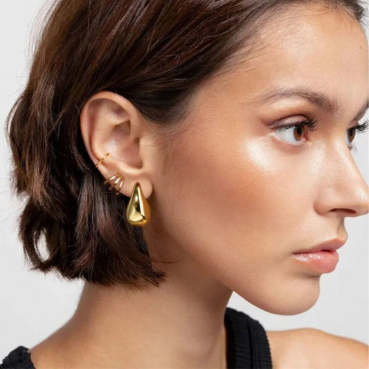 Boucles d'oreilles goutte d'eau chunky - Boucles d'oreilles surdimensionnées dorées