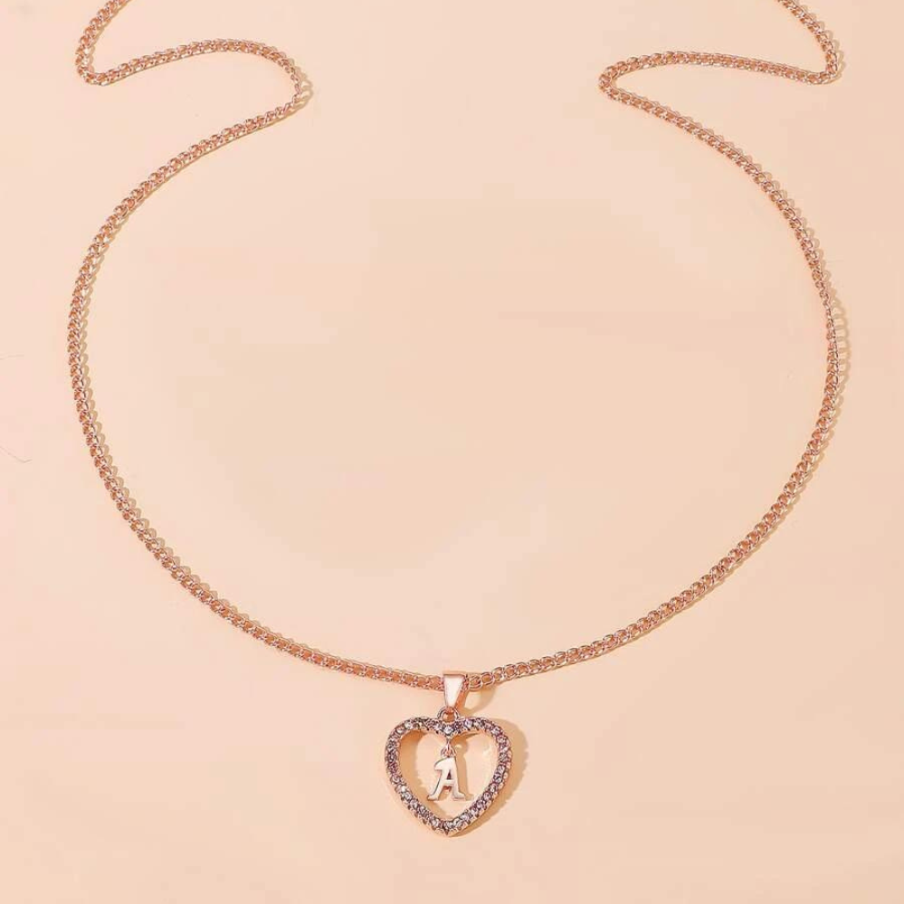 Collier en Cristal avec Initiale en Forme de Cœur