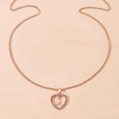 Collier en Cristal avec Initiale en Forme de Cœur