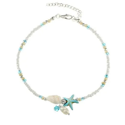 Mireva – Bracelet de Cheville Étoile & Coquillage avec Pierres Naturelles