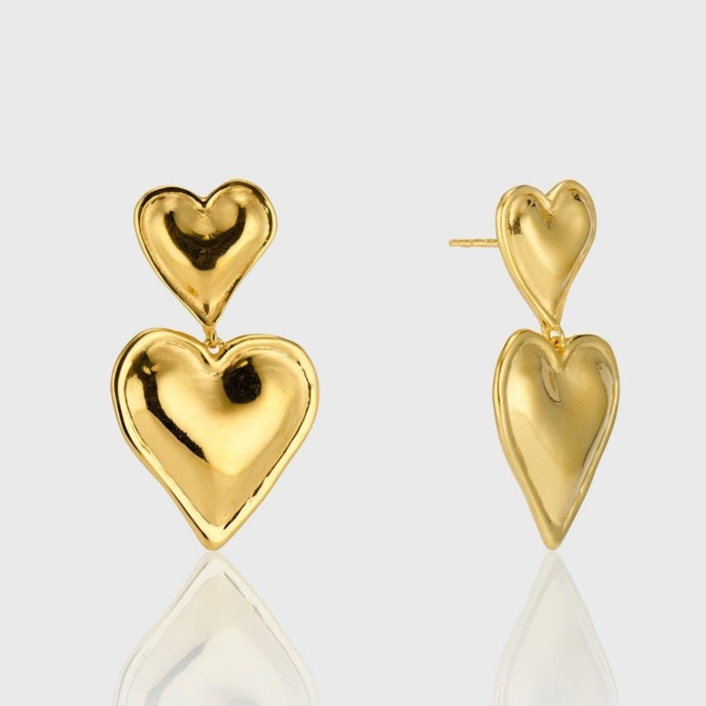 Boucles d'Oreilles Statement Double Cœur