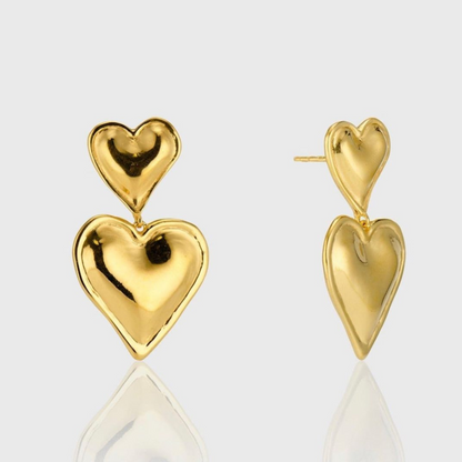 Boucles d'Oreilles Statement Double Cœur