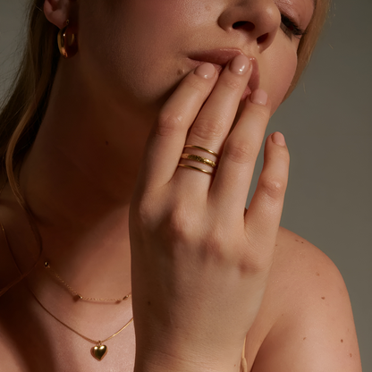 Cess – Bague Rétro Ouverte à Trois Lignes