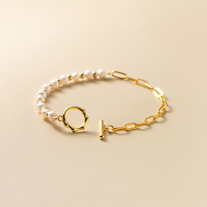 Bracelet perle moitié-moitié - Bracelet à maillons perle
