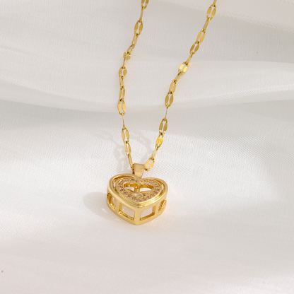 Love Heart Pendentif - Collier à Double Couches