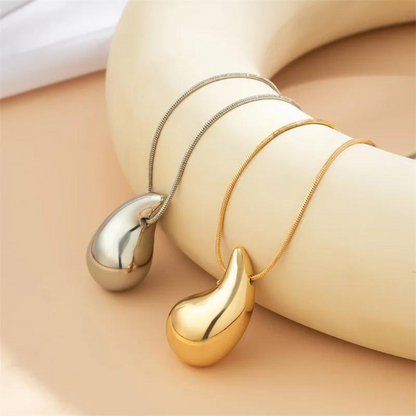 Collier avec pendentif en forme de goutte d'eau surdimensionné - Collier plaqué or avec pendentif en forme de goutte d'eau