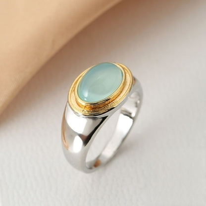 Mira – Bague Vintage en Pierre de Lune Verte