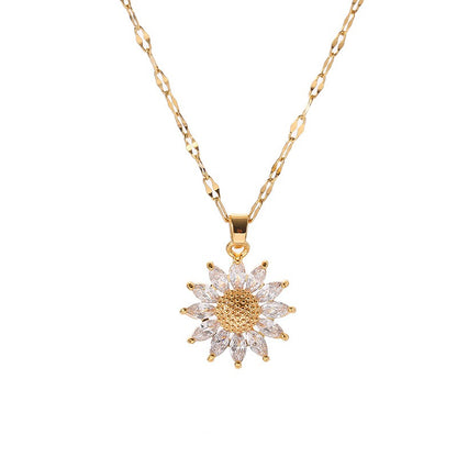 Jennie – Collier Tournesol en Cristal et Finition Dorée