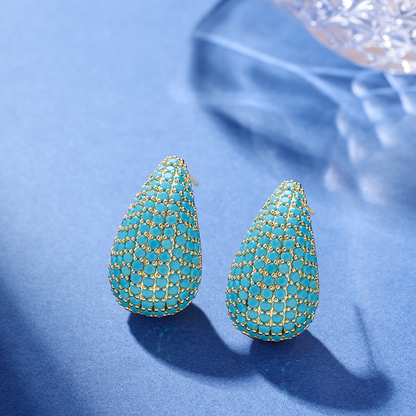 Boucles d'oreilles en diamant en forme de goutte - Boucle d'oreille en diamant incrusté