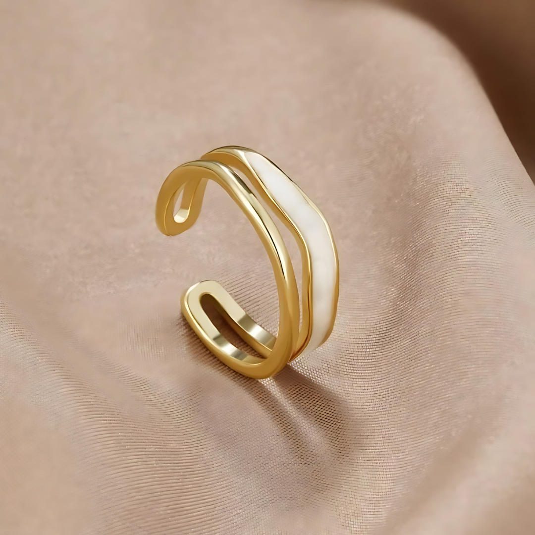 Clara – Bague Fritillaire Émail Blanc