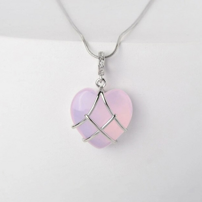 Collier en pierre précieuse en forme de cœur - Collier cœur de princesse