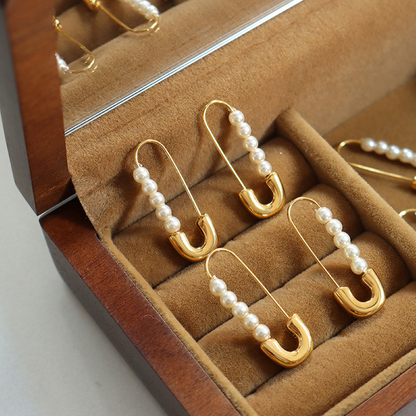 Boucles d'oreilles épingles de sûreté - Boucles d'oreilles délicates avec perles fraîches