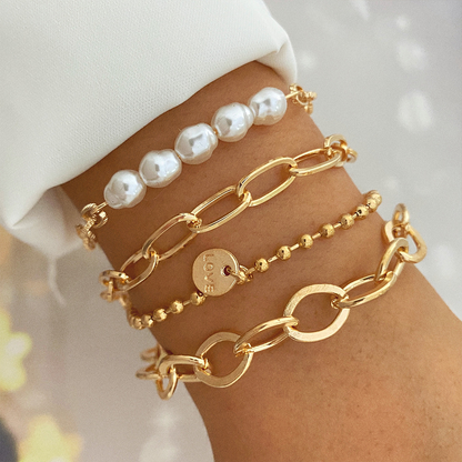 Bracelet Empilé en Or 18K - Empilage de Bracelets pour les Amatrices d'Or