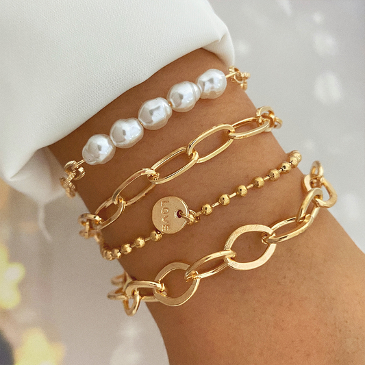 Bracelet Empilé en Or 18K - Empilage de Bracelets pour les Amatrices d'Or