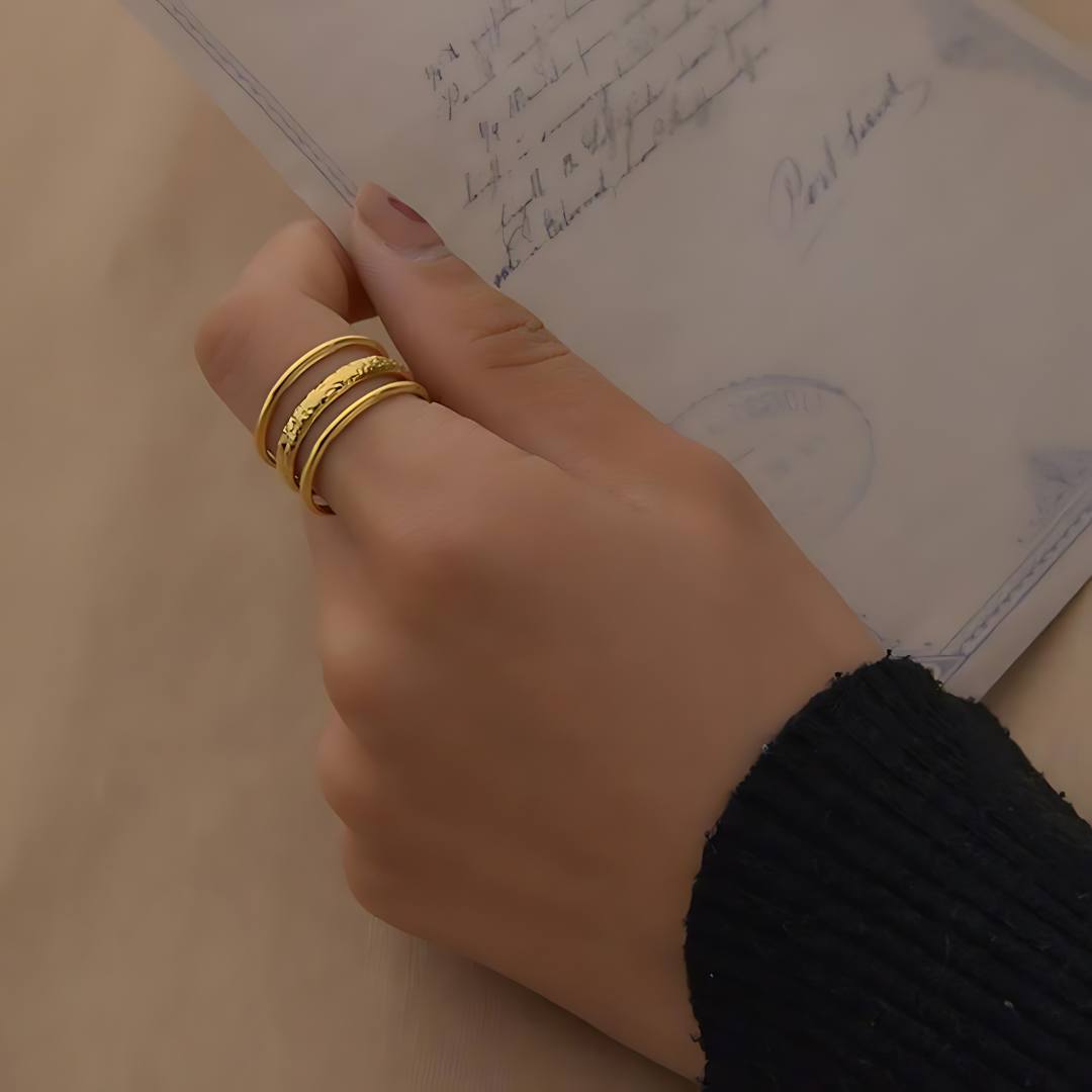 Cess – Bague Rétro Ouverte à Trois Lignes