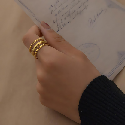 Cess – Bague Rétro Ouverte à Trois Lignes