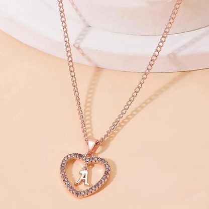 Collier en Cristal avec Initiale en Forme de Cœur