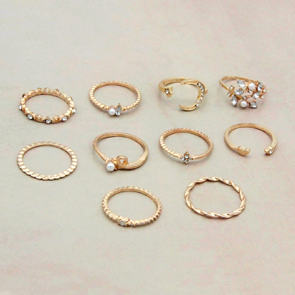 Mond et Étoile - 10 Pièces Bague Mode