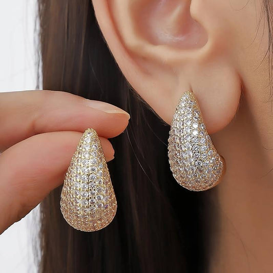 Boucles d'oreilles en diamant en forme de goutte - Boucle d'oreille en diamant incrusté