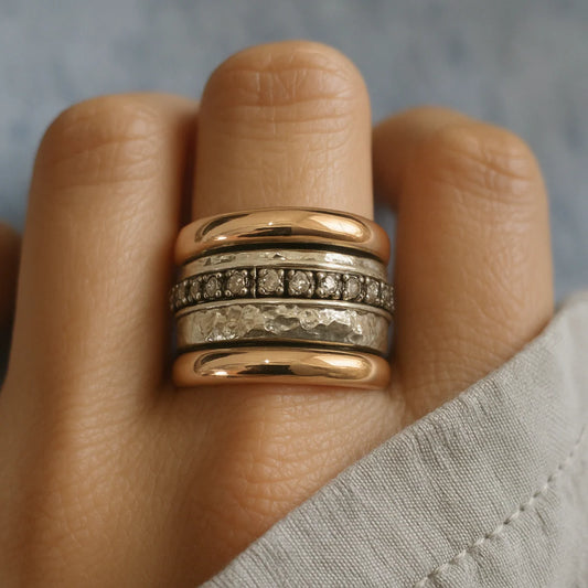 Maellie – Bague Vintage Épaisse en Or et Argent