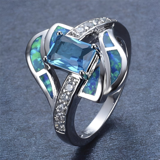Coralie – Bague Précieuse Saphir Bleu & Opale