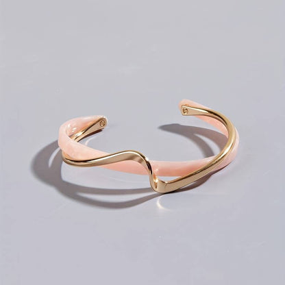 Bracelet Ondulé avec Incrustations de Perles - Bracelet en Or Plaqué 18K
