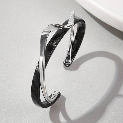 Bracelet Ondulé avec Incrustations de Perles - Bracelet en Or Plaqué 18K