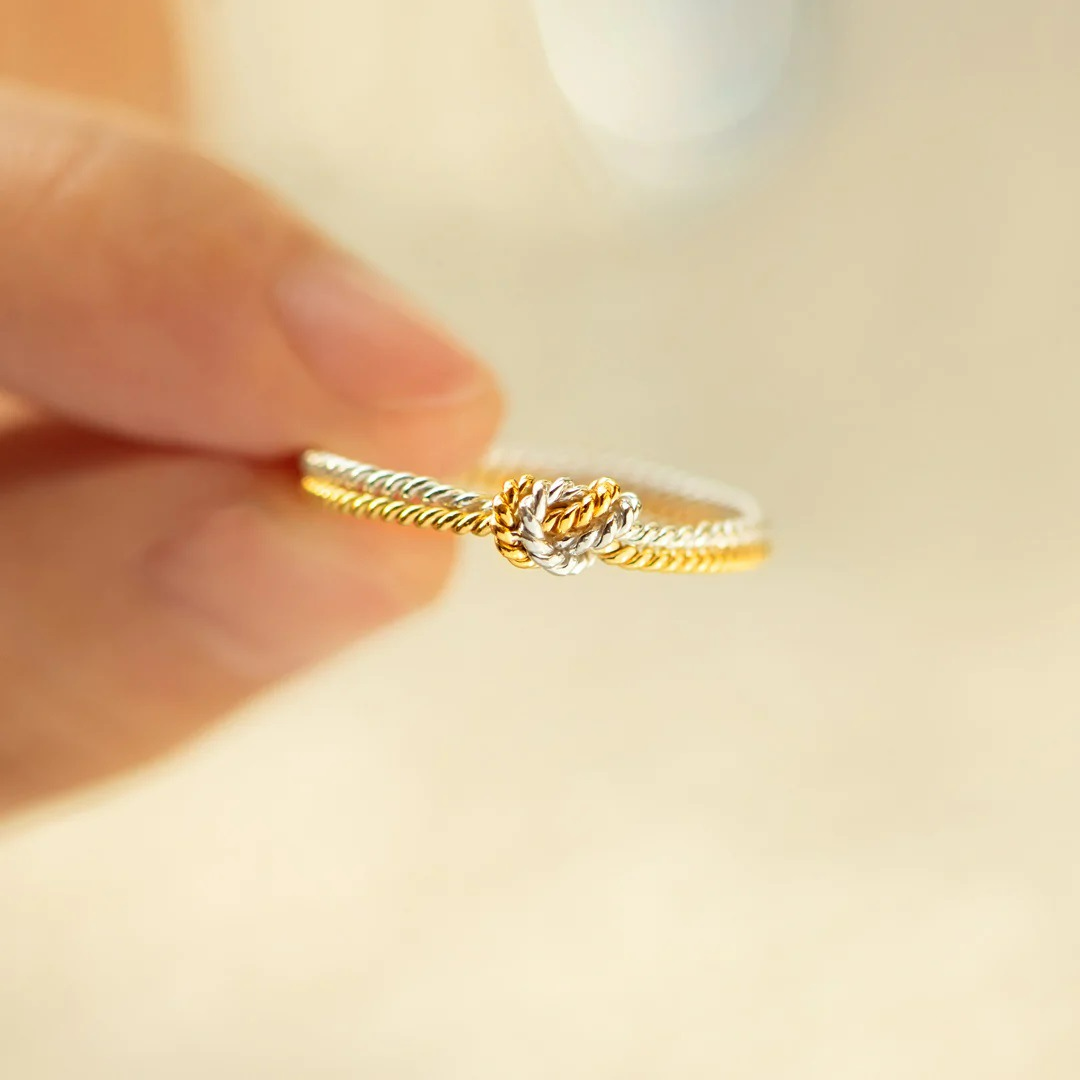 Engel Seilknoten - Gold und Silber Ring
